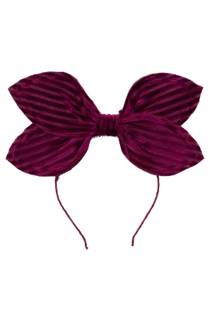 Growing Orchid Headband - Eggplant Velvet Stripe