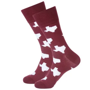 Maroon/White Texas Shape Socks