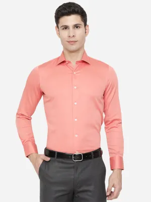 Peach Solid Slim Fit Party Wear Shirt | Wyre